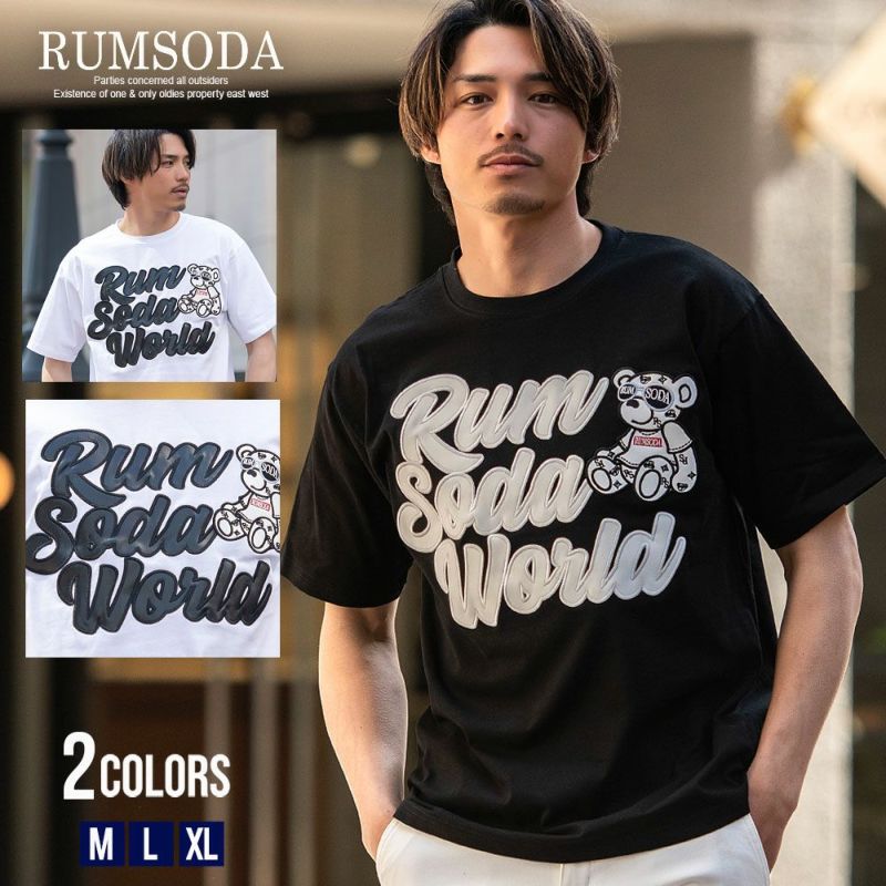 RUMSODA(ラムソーダ)ツイルアップリケ刺繍セミBIGクルー半袖Tシャツ/全2色