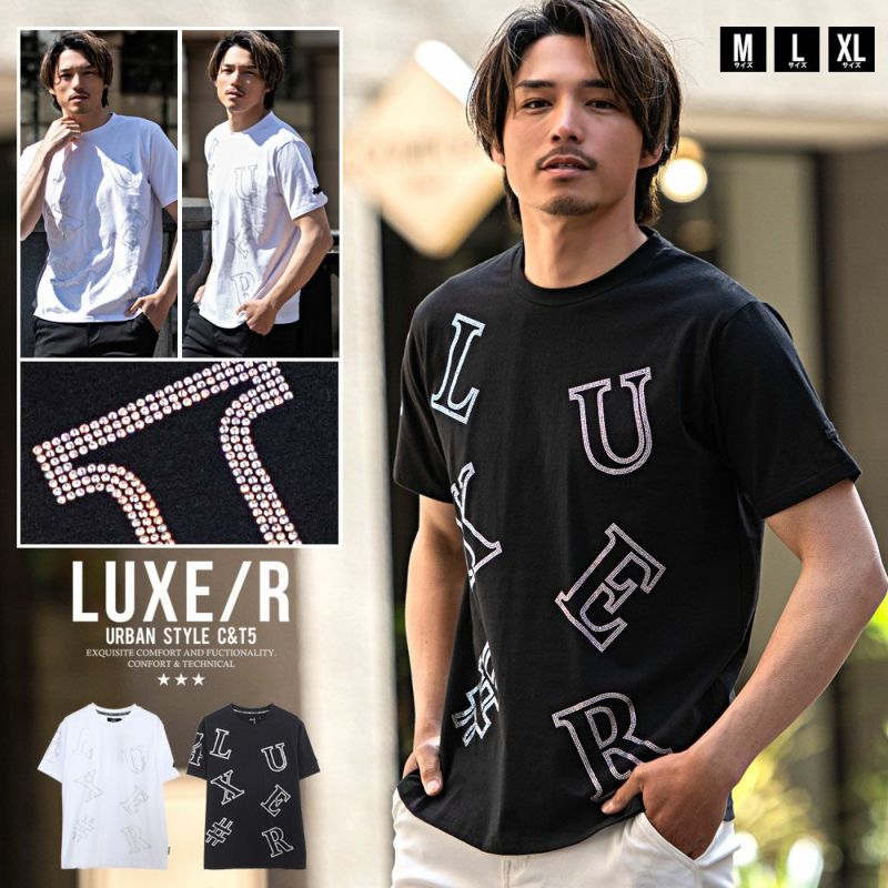 LUXE／R(ラグジュ)クルーネック ラインストーンTEE 半袖/全2色