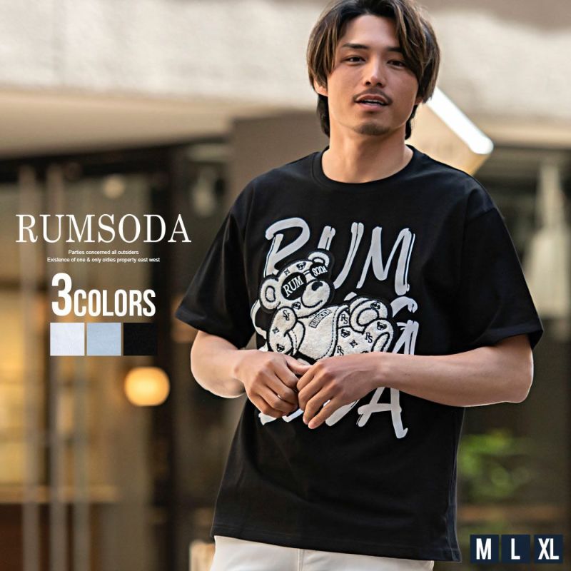 RUMSODA(ラムソーダ)PT×ワッペン刺繍セミBIG半袖クルーTシャツ/全3色