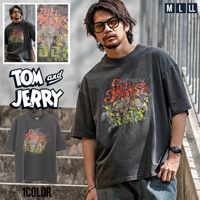 TOM&JERRY(トム&ジェリー)ぼかしロック半袖Tシャツ/全1色