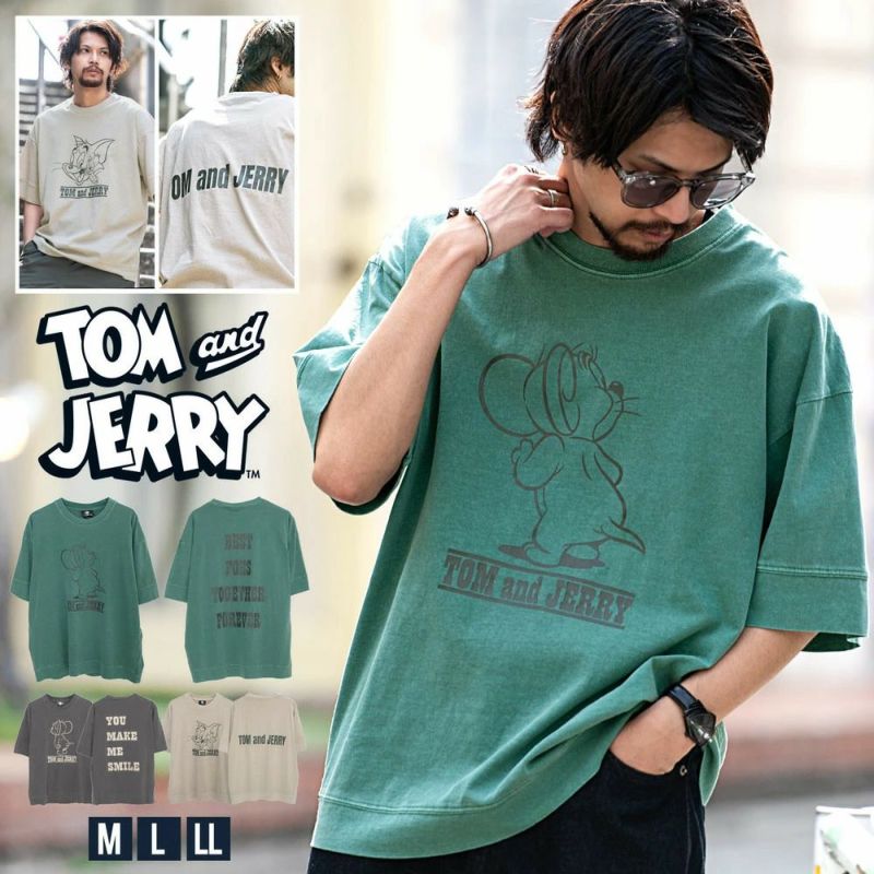 TOM&JERRY(トム&ジェリー)ピグメント半袖Tシャツ/全3色