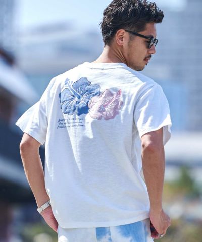  NATURAL STORY(ナチュラルストーリー)ハイビスカス半袖Tシャツ/全2色
