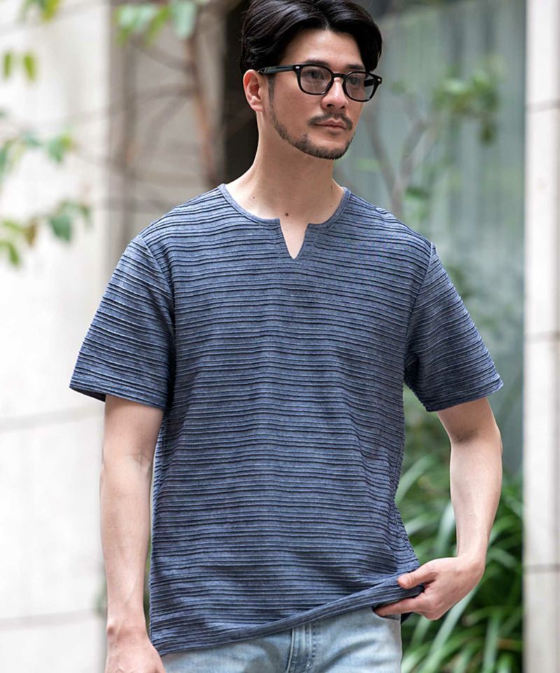 VICCI(ビッチ)接触冷感タックキーネック半袖Tシャツ/全6色