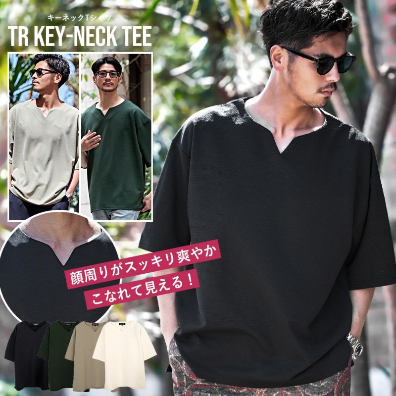 CavariA(キャバリア)キーネック半袖Tシャツ/全4色