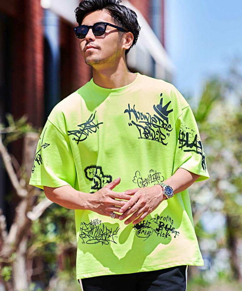 CavariA(キャバリア)総柄タギング半袖Tシャツ/全3色