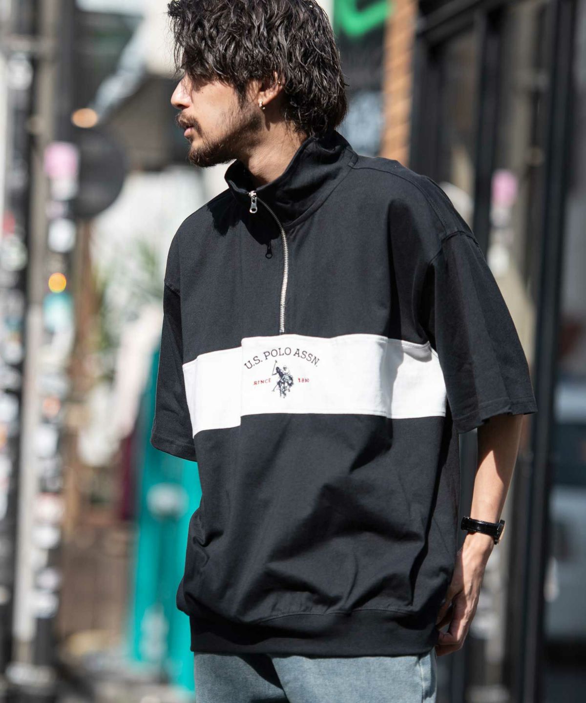 U.S. POLO ASSN.(ユーエスポロアッスン)レトロポロハーフジップ半袖Tシャツ/全2色