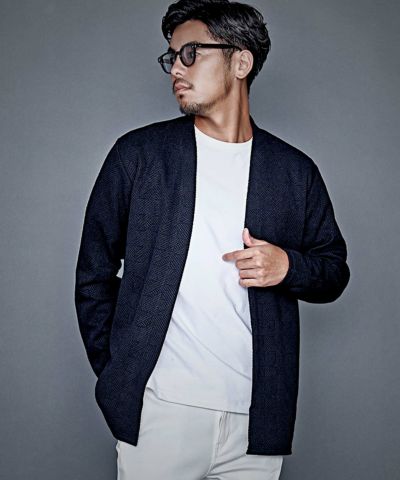 CavariA(キャバリア)千鳥ニットソーノーカラーカーディガン 長袖/全3色