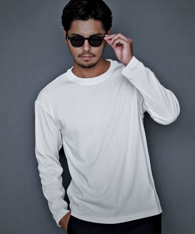 CavariA(キャバリア)クルーネック ストライプロンTEE/全3色