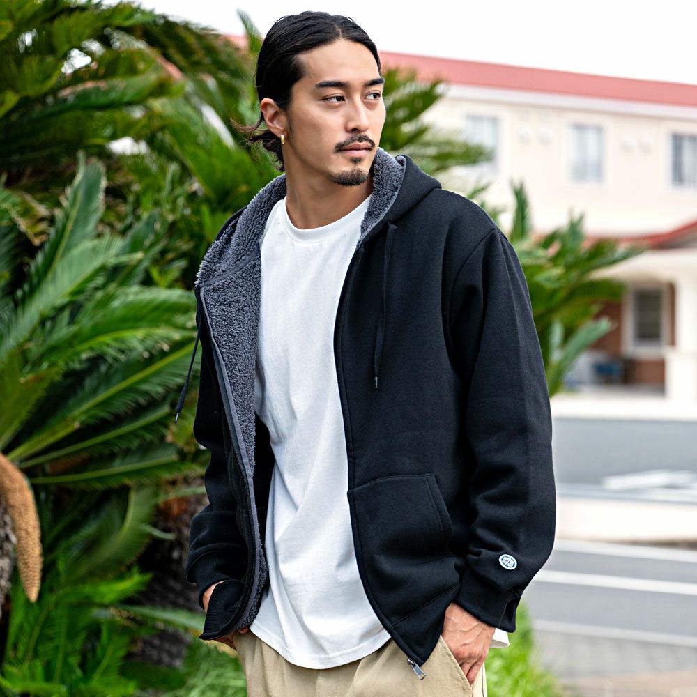 ジップパーカー メンズ DISCUS(ディスカス)裏ボアZIPパーカー/全4色