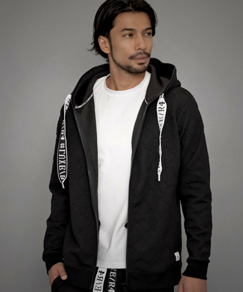 ジップパーカー メンズ LUXE／R(ラグジュ)ふくれジャガードZIPパーカー