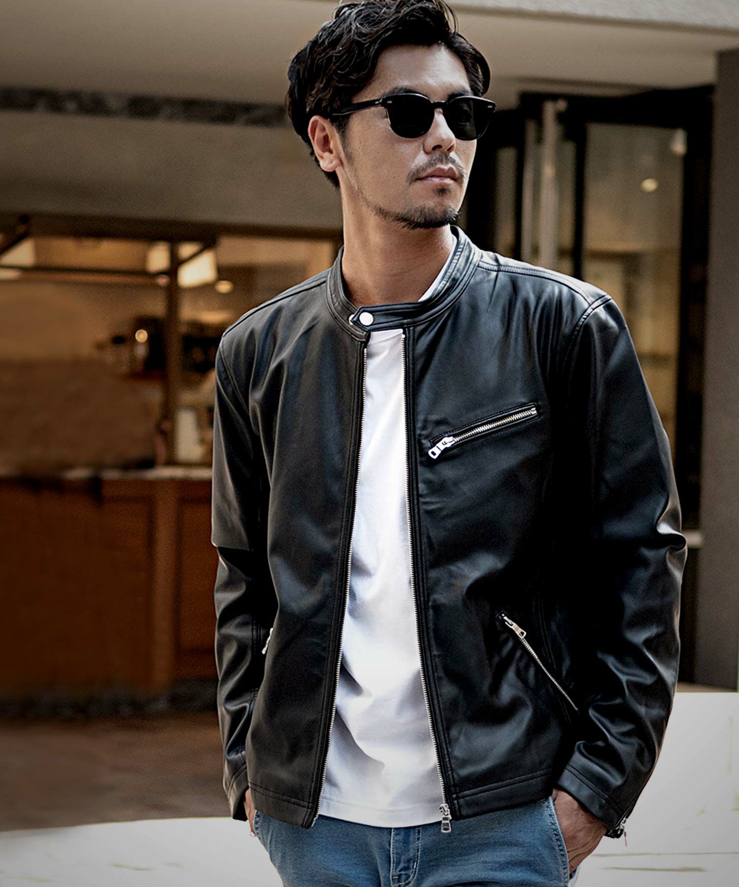 LOUIS CHAVLON(ルイシャブロン)PUシングルライダースJKT/全2色