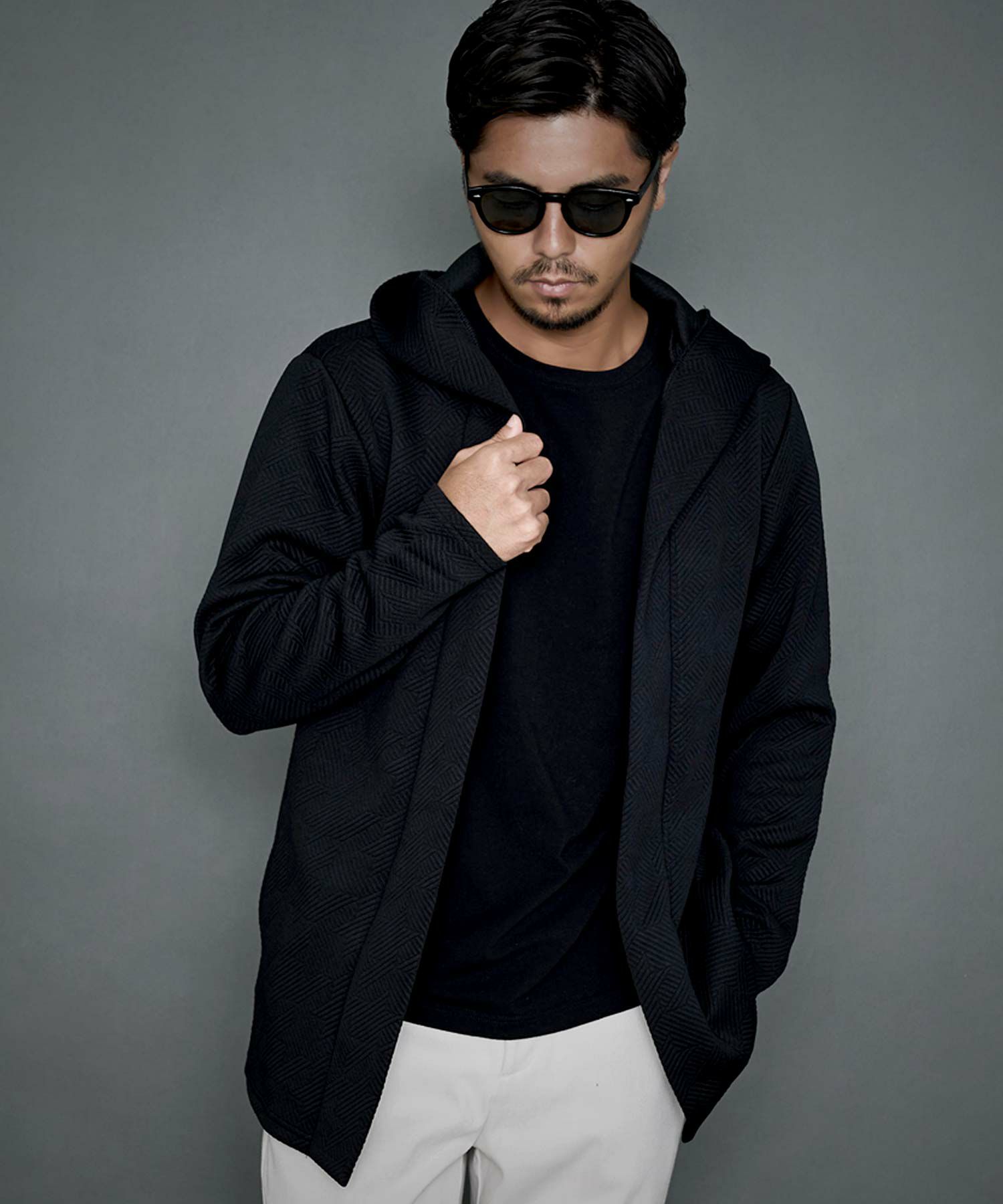 CavariA(キャバリア)キルティング千鳥フード付きカーディガン/全3色