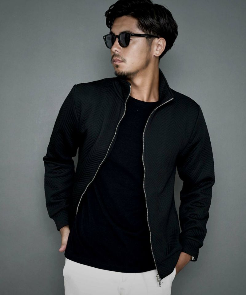 CavariA(キャバリア)キルティングヘリンボン柄ZIPブルゾン/全3色