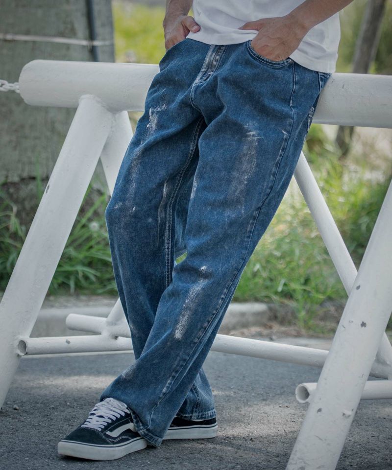 CavariA(キャバリア)箔ペンキデニムバギーパンツ/全2色