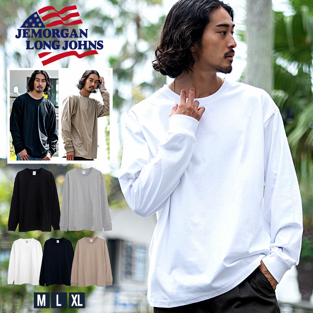 JEMORGAN LONG JOHNS(ジェーイーモーガンロングジョーンズ)天竺 クルーネック長袖Tシャツ/全5色