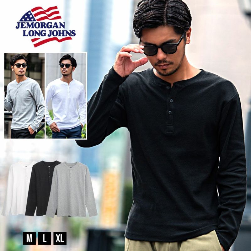 ⑤USA製 longjohn ロングジョン ヘンリー長袖Tシャツ 2枚セット