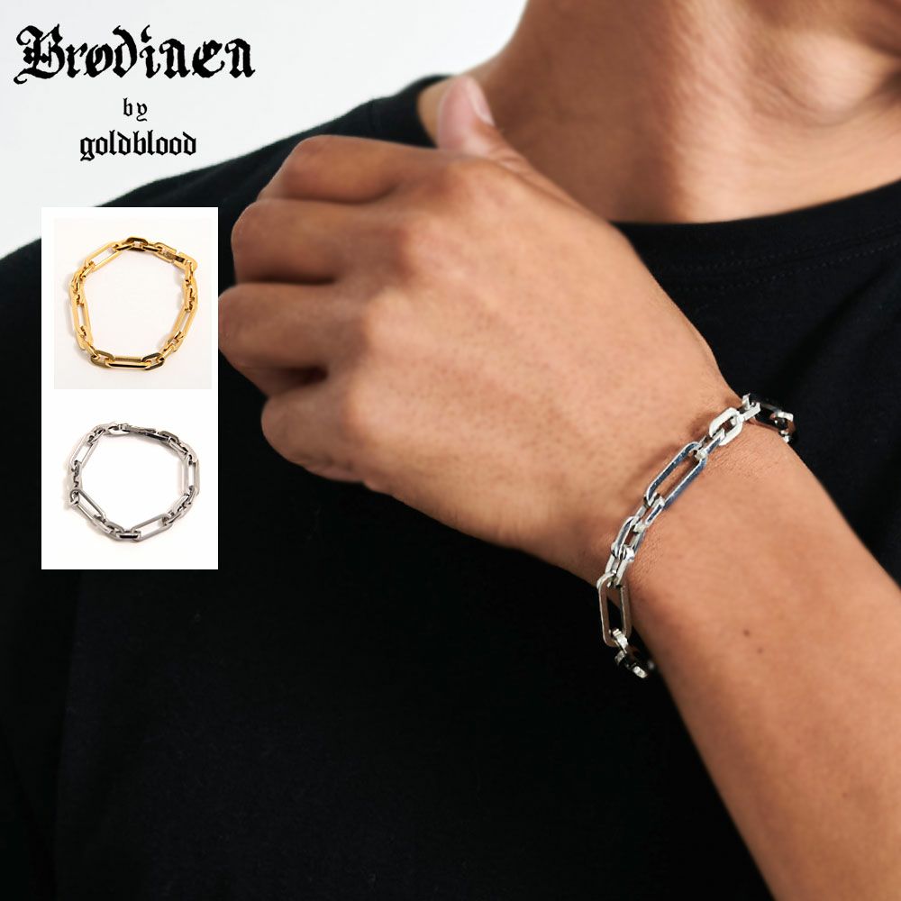  Brodiaea by goldblood(ブローディアバイゴールドブラッド)オーバルミックスチェーンブレスレット/全2色