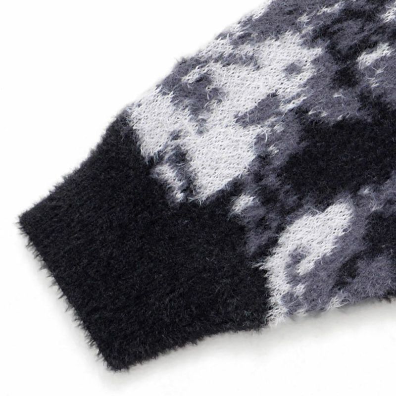 CavariA(キャバリア)フェザーヤーンフラワー柄ルーズサイズ長袖シャギーニット/全4色