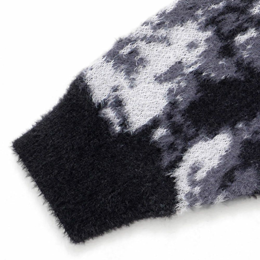 CavariA(キャバリア)フェザーヤーンフラワー柄ルーズサイズ長袖シャギーニット/全4色