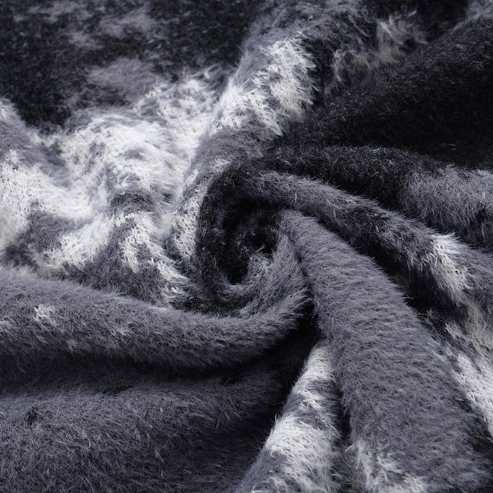  CavariA(キャバリア)フェザーヤーンルーズサイズアブストラクトクルー 長袖/全4色