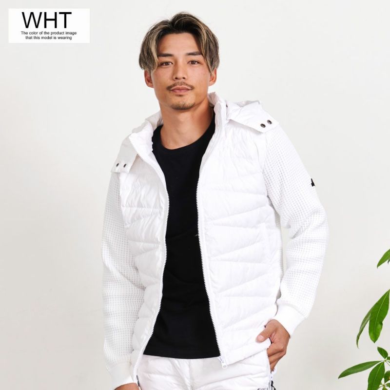 中綿ジャケット メンズ LUXE／R(ラグジュ)ニット×高密度ダウンフェザー