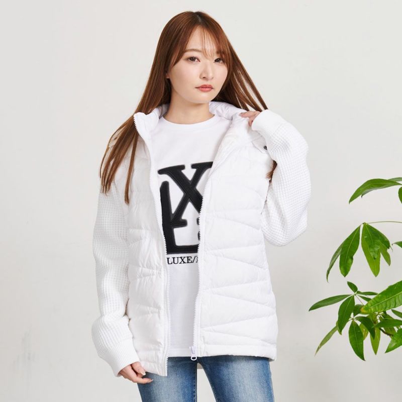 中綿ジャケット メンズ LUXE／R(ラグジュ)ニット×高密度ダウンフェザー