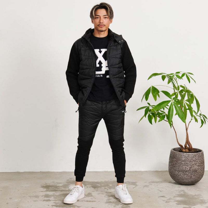 中綿ジャケット メンズ LUXE／R(ラグジュ)ニット×高密度ダウンフェザー