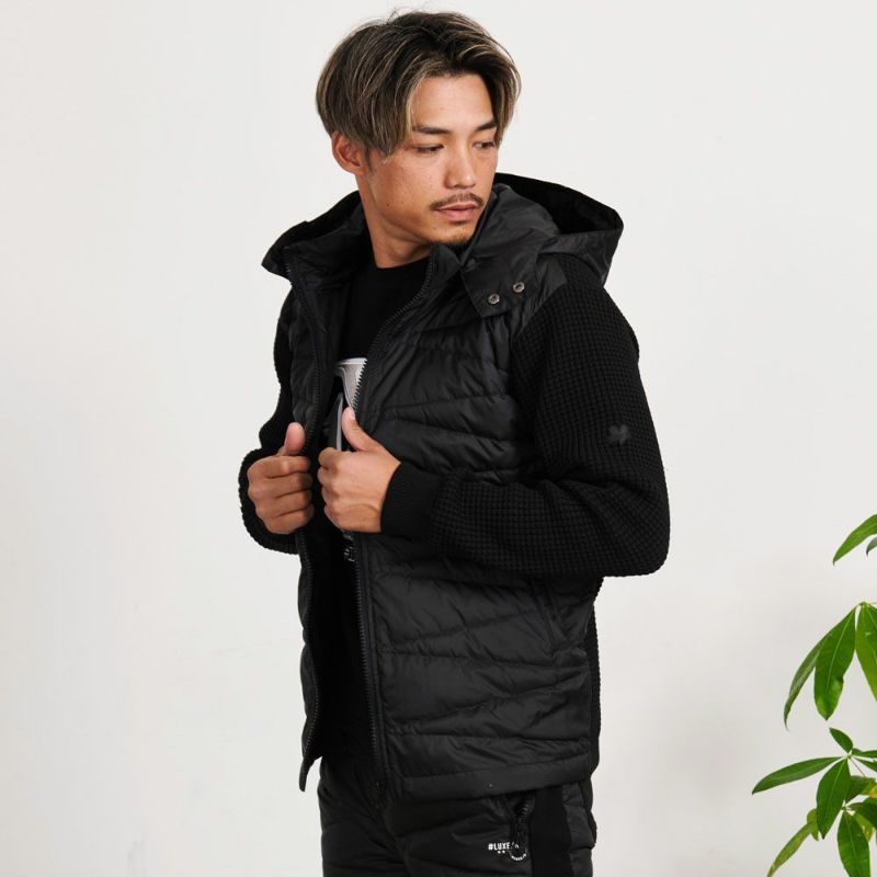 中綿ジャケット メンズ LUXE／R(ラグジュ)ニット×高密度ダウンフェザー
