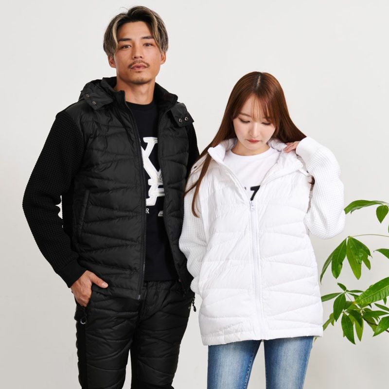 中綿ジャケット メンズ LUXE／R(ラグジュ)ニット×高密度ダウンフェザー