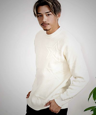 CavariA(キャバリア)スター柄長袖ニット/全2色