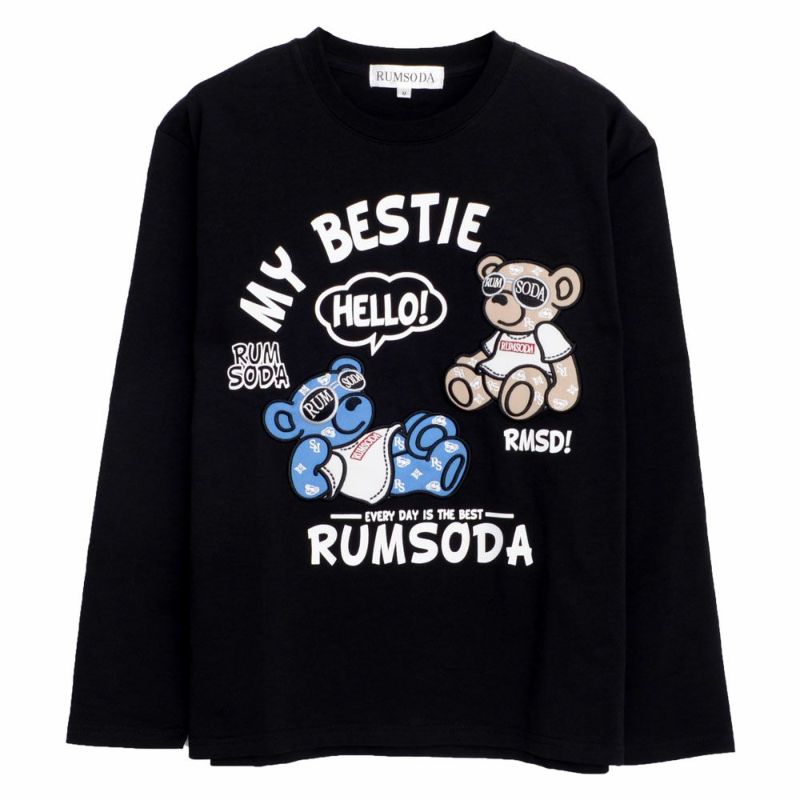 RUMSODA(ラムソーダ)天竺プリント×アップリケ刺繍セミBIGクルー