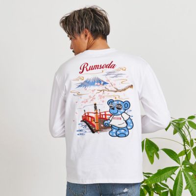 RUMSODA 天竺刺繍×アップリケ セミBIG長袖Tシャツ RUMSODA(ラムソーダ)天竺刺繍×アップリケ刺繍セミBIGクルー長袖T