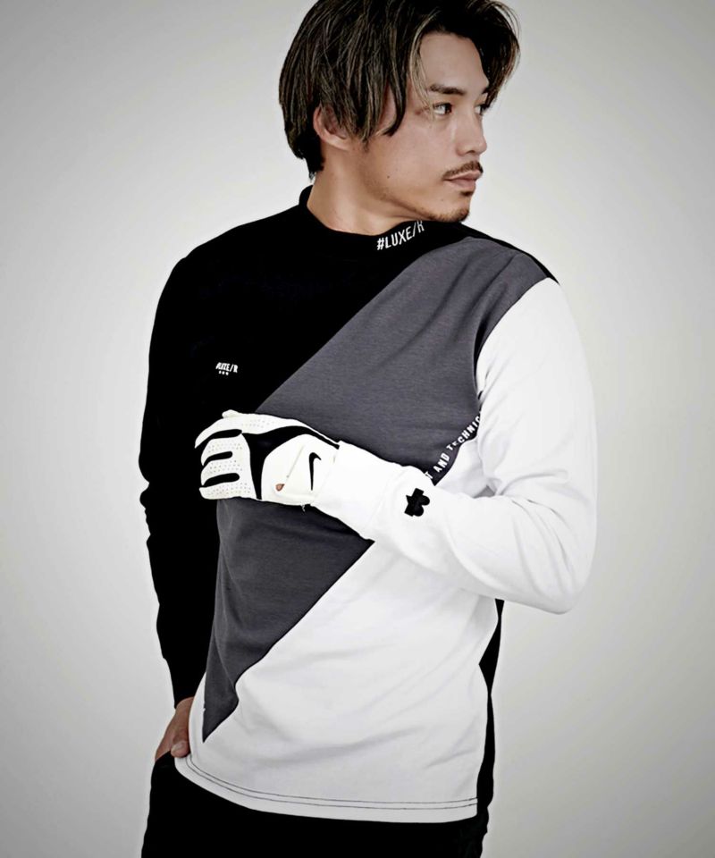 LUXE／R(ラグジュ)切り替えモックネック長袖Tシャツ/全2色
