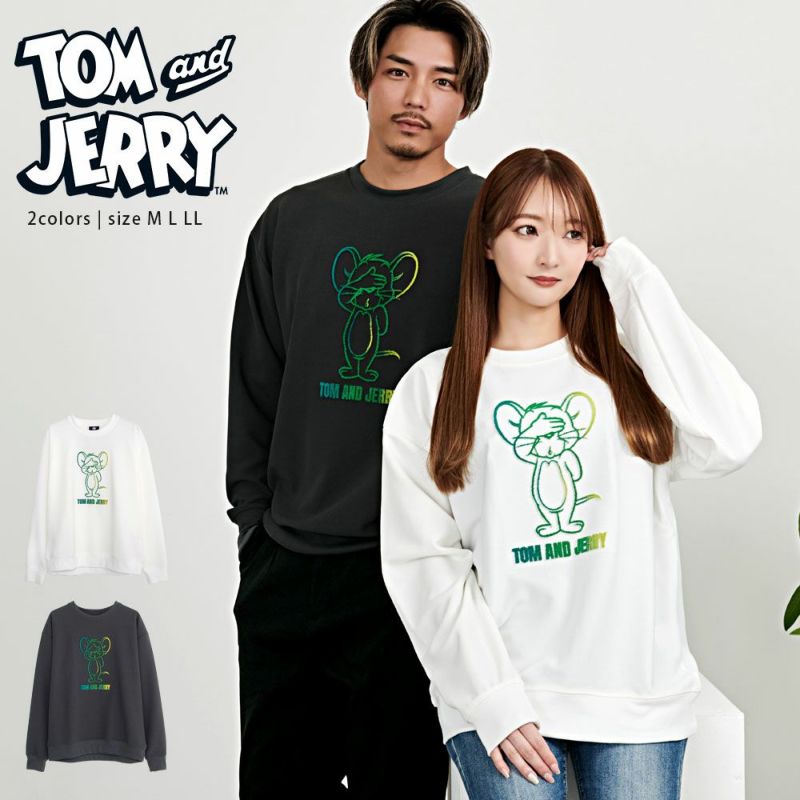 TOM&JERRY(トム&ジェリー)クルーネック TOM＆JERRY長袖SWT/全2色