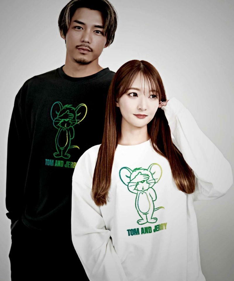 TOM&JERRY(トム&ジェリー)クルーネック TOM＆JERRY長袖SWT/全2色