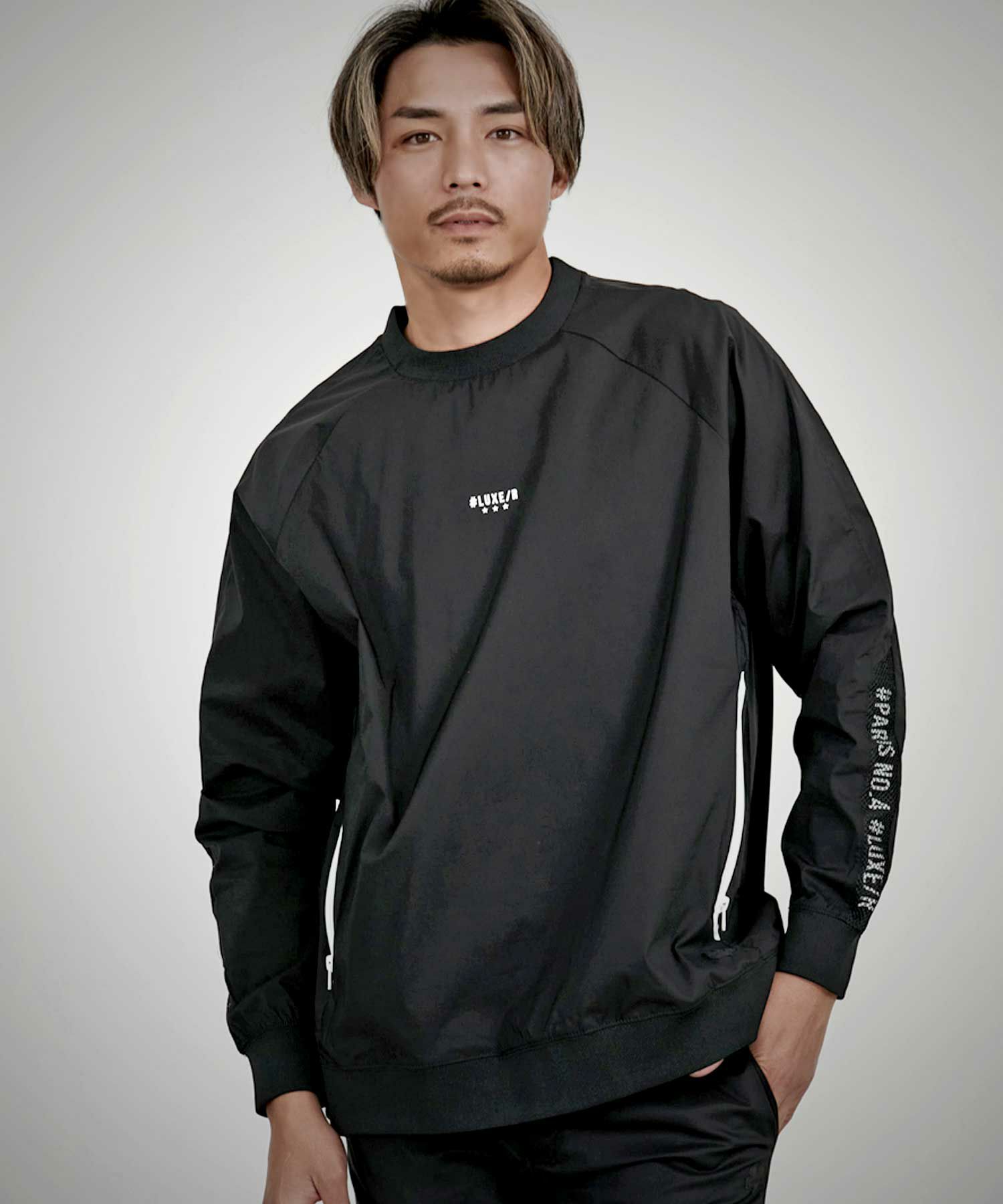 LUXE／R(ラグジュ)ストレッチナ長袖布帛トレーナー/全3色