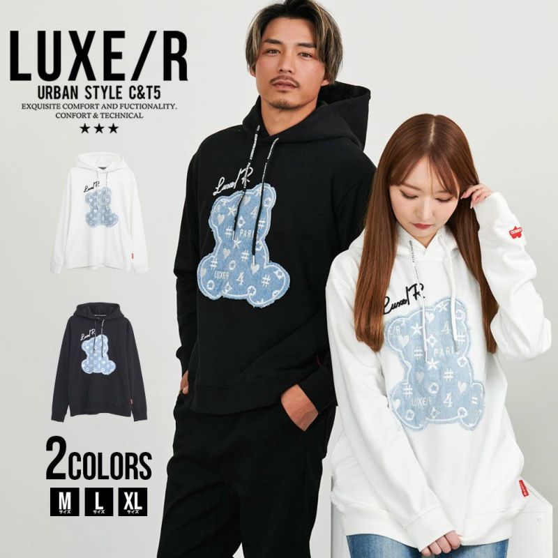 LUXE／R(ラグジュ)デニムベアプル長袖パーカー/全2色