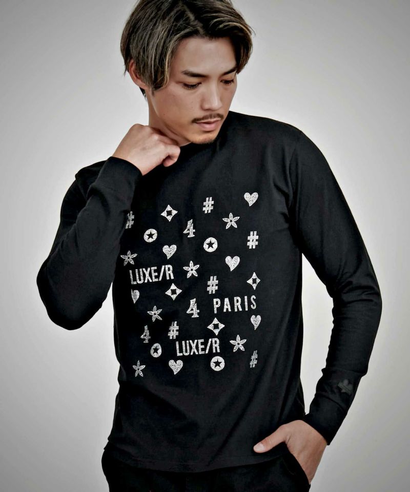 LUXE／R(ラグジュ)ラインストーン長袖Tシャツ/全2色