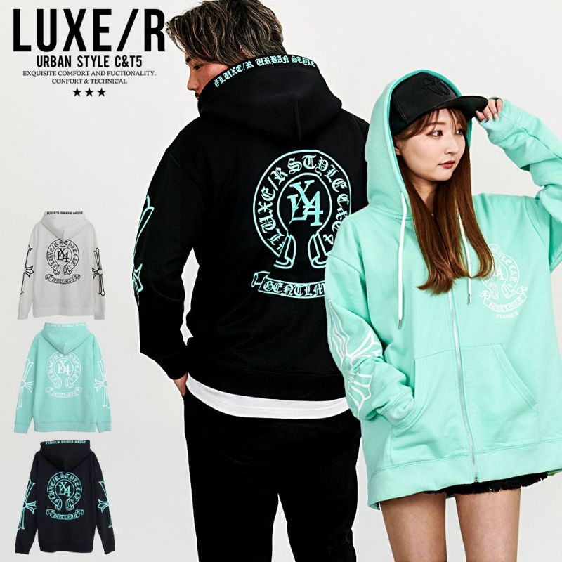 LUXE／R(ラグジュ)サークルロゴ長袖ジップパーカー/全3色
