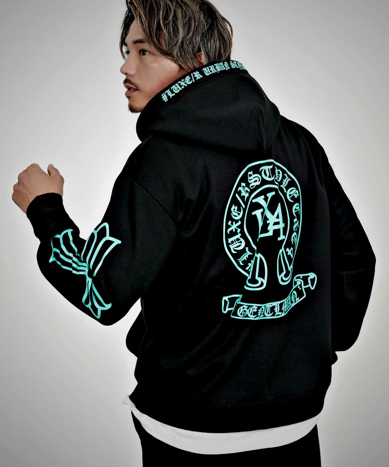 LUXE／R(ラグジュ)サークルロゴ長袖ジップパーカー/全3色