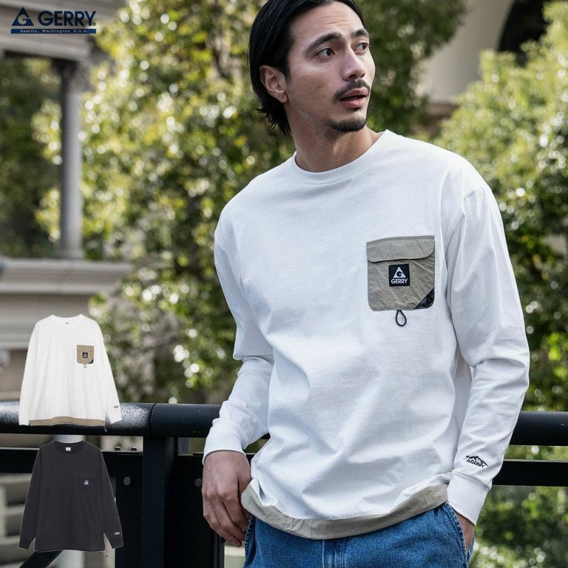 長袖Tシャツ メンズ GERRY(ジェリー)ナイロンポケット長袖Tシャツ/全2色