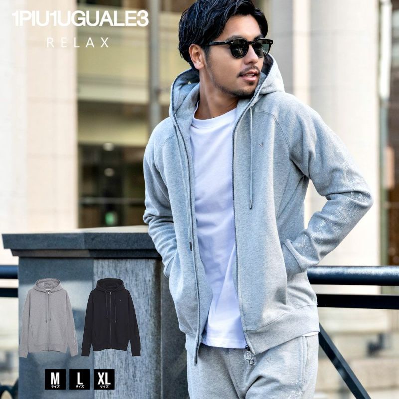 1PIU1UGUALE3(ウノ ピゥ ウノ ウグァーレ トレ リラックス)SLEEVE RHINESTONE HOODIE/全2色