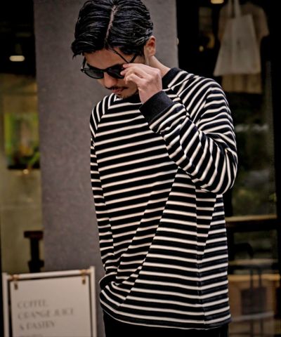 CavariA(キャバリア)クルーネック ボーダースピンドルロンTEE/全1色