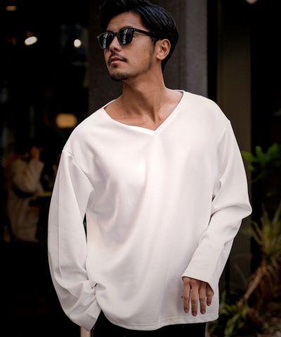  CavariA(キャバリア)Vネックドローコード付きロンTEE/全4色