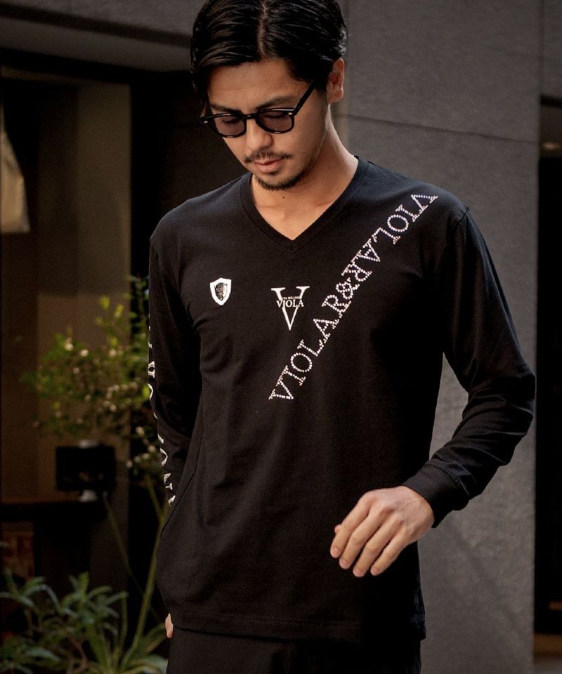 VIOLA(ヴィオラ)PT入りVネック長袖Tシャツ/全3色