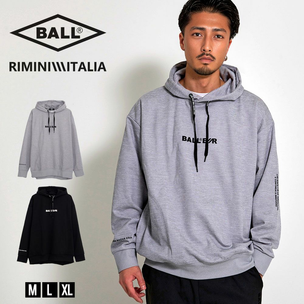 BALL(ボール)ストレッチダンボールプリントプル長袖パーカー/全2色