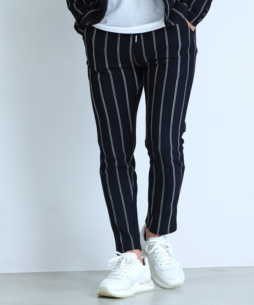 CavariA(キャバリア)ストライプ柄ストレッチアンクルパンツ/全3色