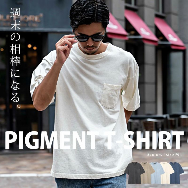 CavariA(キャバリア)クルーネック ピグメント刺繍半袖Tシャツ/全5色