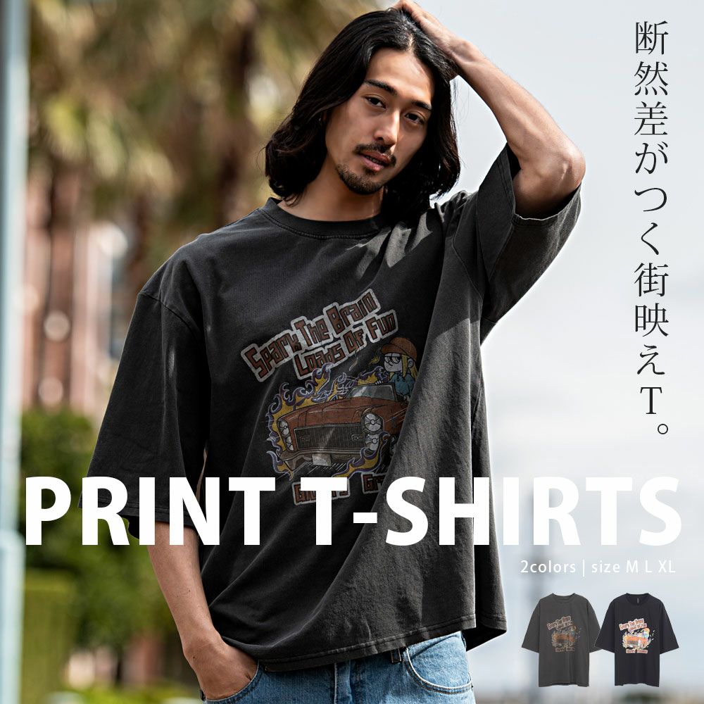 Bitter select(ビターセレクト)アメ車GIRLプリントクルー半袖Tシャツ/全2色