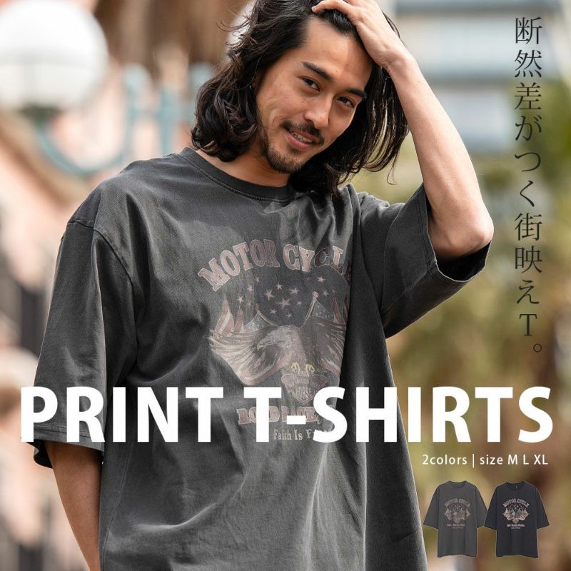 Bitter select(ビターセレクト)星条旗EAGLEプリントクルー半袖Tシャツ/全2色